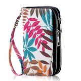 HAWEE Cellphone Wallet for Women Dual Zipper Long Purse with Removable Wristlet, Sunflower Yellow