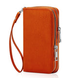 HAWEE Cellphone Wallet for Women Dual Zipper Long Purse with Removable Wristlet, Sunflower Yellow