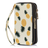 HAWEE Cellphone Wallet for Women Dual Zipper Long Purse with Removable Wristlet, Sunflower Yellow