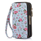 HAWEE Cellphone Wallet for Women Dual Zipper Long Purse with Removable Wristlet, Sunflower Yellow