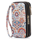 HAWEE Cellphone Wallet for Women Dual Zipper Long Purse with Removable Wristlet, Sunflower Yellow