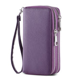 HAWEE Cellphone Wallet for Women Dual Zipper Long Purse with Removable Wristlet, Sunflower Yellow