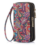 HAWEE Cellphone Wallet for Women Dual Zipper Long Purse with Removable Wristlet, Sunflower Yellow