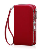 HAWEE Cellphone Wallet for Women Dual Zipper Long Purse with Removable Wristlet, Sunflower Yellow