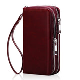 HAWEE Cellphone Wallet for Women Dual Zipper Long Purse with Removable Wristlet, Sunflower Yellow