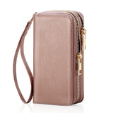 HAWEE Cellphone Wallet for Women Dual Zipper Long Purse with Removable Wristlet, Sunflower Yellow
