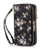 HAWEE Cellphone Wallet for Women Dual Zipper Long Purse with Removable Wristlet, Sunflower Yellow