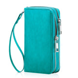 HAWEE Cellphone Wallet for Women Dual Zipper Long Purse with Removable Wristlet, Sunflower Yellow