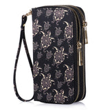 HAWEE Cellphone Wallet for Women Dual Zipper Long Purse with Removable Wristlet, Sunflower Yellow