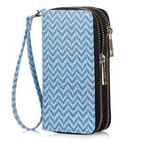 HAWEE Cellphone Wallet for Women Dual Zipper Long Purse with Removable Wristlet, Sunflower Yellow