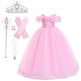 HAWEE Princess Dress for Girls, Halloween Cosplay Costume Toddler Off the Shoulder Blue Fancy Outfit - KAMO