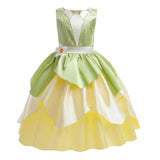 HAWEE Deluxe Princess Frog Costumes Little Girls Dress Fancy Gown for Cosplay Halloween Party - KAMO