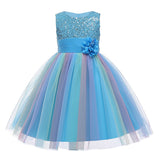 HAWEE Flower Girls Sequin Dress Rainbow Tutu Birthday Party Princess Dress Pageant Gown for Age 3-10 Years Old - KAMO