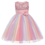 HAWEE Flower Girls Sequin Dress Rainbow Tutu Birthday Party Princess Dress Pageant Gown for Age 3-10 Years Old - KAMO