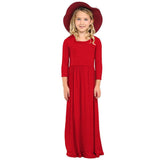 HAWEE Girls Casual Maxi Dress Long Sleeve Holiday Pockets Dresses Girls Long Sleeve Floor Length Maxi Dress