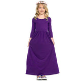 HAWEE Girls Casual Maxi Dress Long Sleeve Holiday Pockets Dresses Girls Long Sleeve Floor Length Maxi Dress