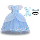 HAWEE Girls Princess Costume Dress, Butterfly Tulle Long Ball Gown with Accessories, Birthday Party & Halloween Costume Age 2-7 Years - KAMO