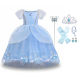 HAWEE Girls Princess Costume Dress, Butterfly Tulle Long Ball Gown with Accessories, Birthday Party & Halloween Costume Age 2-7 Years - KAMO