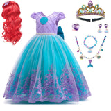HAWEE Girls Mermaid Costume Princess Dress Up Lace Off Shoulder Evening Elegant Dress - KAMO
