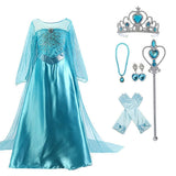 HAWEE Girls Princess Dress Costume with Long Cape - Luxury Sequin Halloween Dress up - KAMO