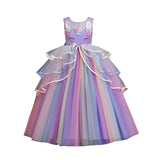 HAWEE Girls Unicorn Princess Dress Fancy Party Costume Dress up Wedding Birthday Party Gown for Age 2-11 Years Old - KAMO