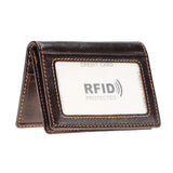 HAWEE Men's Bifold Front Pocket Wallet Genuine Leather RFID Blocking Card Billfold 5 Slots with Cash Clip, Black
