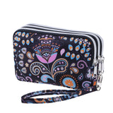HAWEE Wristlet Purse for Women Credit Card Holder Wallet with 3 Zipper Handbag Wallet Floral Printing, Colorful Flower