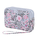HAWEE Wristlet Purse for Women Credit Card Holder Wallet with 3 Zipper Handbag Wallet Floral Printing, Colorful Flower