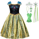 HAWEE Toddler Girls Princess Dress Qween Costume Snow Party Cosplay Fancy Dress with Accessories - KAMO