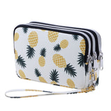 HAWEE Wristlet Purse for Women Credit Card Holder Wallet with 3 Zipper Handbag Wallet Floral Printing, Colorful Flower