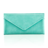 HAWEE Card Wallet RFID Blocking Envelope Style Tri-fold Checkbook Clutch Slim Vegan Leather 2 ID Windows with Coin Pocket, Green