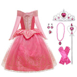HAWEE Pink Princess Dress Party Toddler Girls Halloween Costume Deluxe Beauty Cosplay Outfit - KAMO
