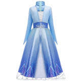 HAWEE Princess Dress Costume for Girls Blue Sequined Ball Gown Snow Queen Cosplay Dress - KAMO