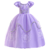 HAWEE Princess Dress Girls Purple Costume Halloween Puff Sleeve Princess Dress for Party - KAMO