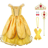 HAWEE Princess Dress Up Costume for Girls Birthday Cosplay Party with Accessories, Yellow - KAMO