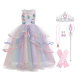 HAWEE Princess Girl Dress Long Tulle Gown Flower Girls Unicorn Dress - KAMO