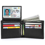 HAWEE Slim Billfold Wallet for Men RFID Blocking Genuine Leather Scan Proof 10 Card Slots with ID Window Flap, Black