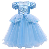 HAWEE Toddler Girls Princess Blue Costumes Halloween Dress up Fancy Gown for Cosplay Party - KAMO