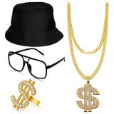 Hip Hop Costume Kit, 80s/ 90s Rapper Accessories, Hip Hop Punk Jewelry Set for Women/Men - KAMO