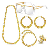 Hip Hop Costume Kit, 80s/ 90s Rapper Accessories, Hip Hop Punk Jewelry Set for Women/Men - KAMO
