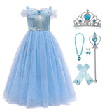 KAWELL Princess Dress Costume, Christmas Party Costume for Toddler Girls 2-11T - KAMO
