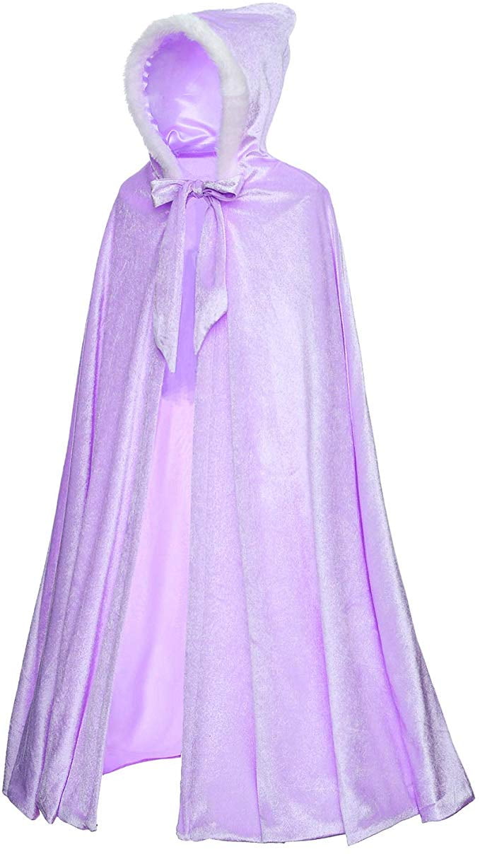 Deluxe Elsa Princess Purple Cape Costume for 3-12 Girls Years - KAMO
