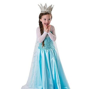 Princess Costumes Birthday Dress Up for Little Girls with Crown,Wig,Gloves Accessories 2-7 Years - KAMO