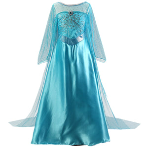 KAWELL Girls Princess Party Elsa Dress Little Girls Cosplay Costume with Accessories - KAMO