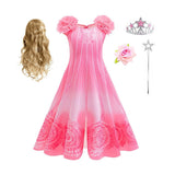KAWELL Glinda Costume Dress Good Witch Cosplay Pink Pajamas Bubble Dress Halloween Costume - KAMO