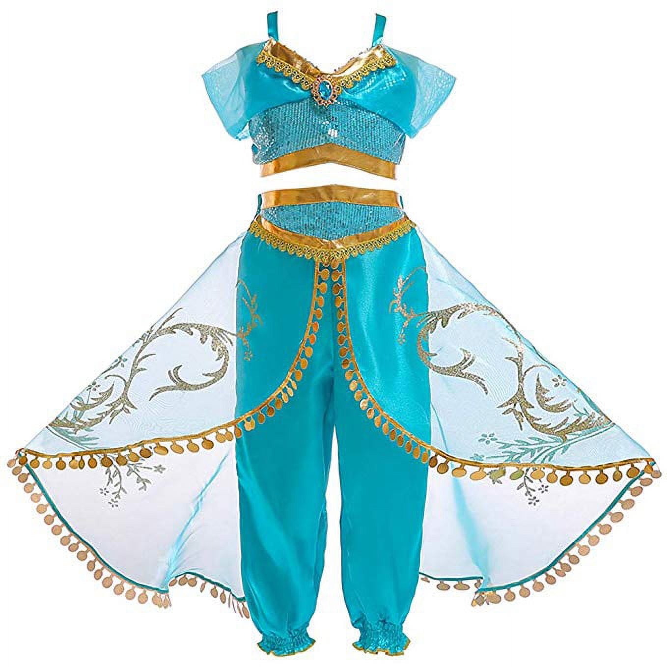 Princess Jasmine Dress Christmas Fancy-Dress Costume with Accessories for Child - KAMO