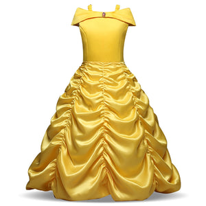 KAWELL Princess Yellow Belle Girl's Christmas Fancy-Dress Costume with Accessories - KAMO