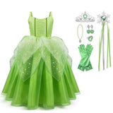 KAWELL Tiana Fancy-Dress Costume for Little Girls Fancy Halloween/Christmas Role Play Green Fairy Skirt - KAMO