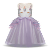 KAWELL Unicorn Princess Tulle Flower Pageant Christmas Girl's Fancy-Dress Costume for Child, 9-10 Years - KAMO