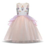 KAWELL Unicorn Princess Tulle Flower Pageant Christmas Girl's Fancy-Dress Costume for Child, 9-10 Years - KAMO